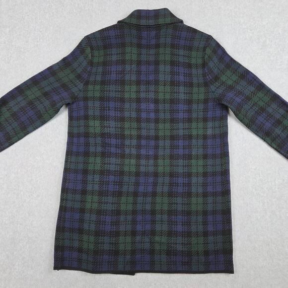 NWT Anne Klein Womens Large Plaid Open Front Cardigan Sweater Navy Green - Picture 7 of 12